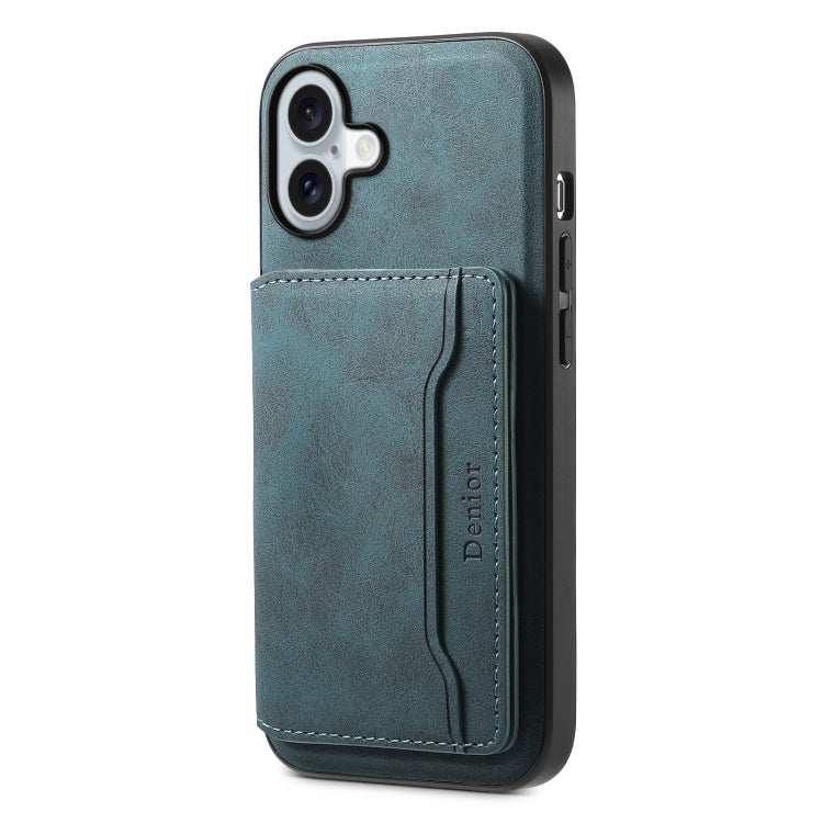 For iPhone 16 Denior D13 Retro Texture Leather MagSafe Card Bag Phone Case