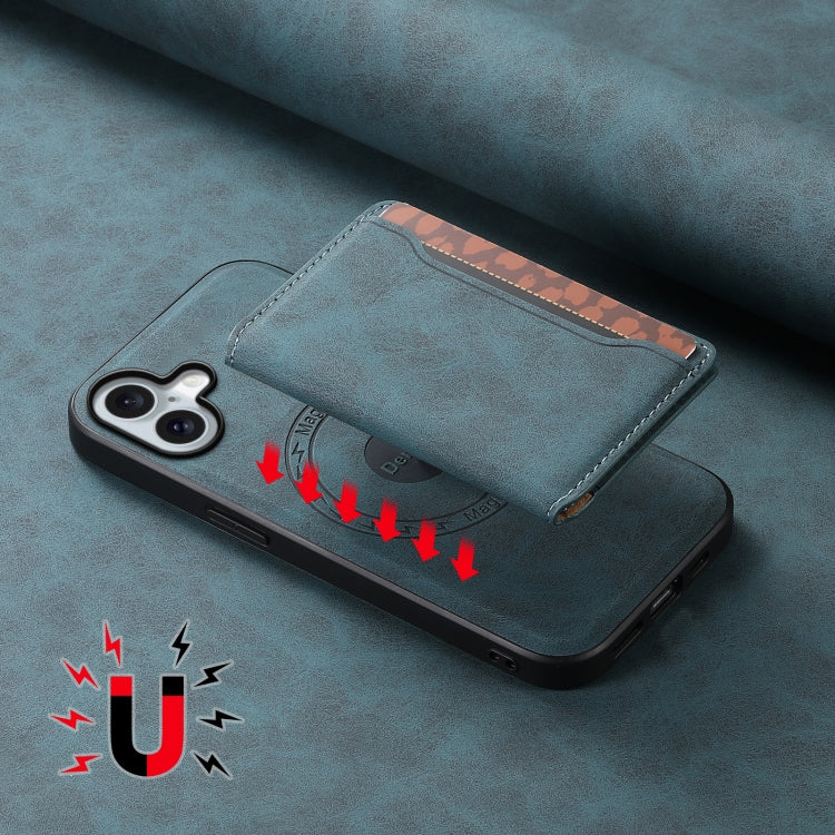For iPhone 16 Denior D13 Retro Texture Leather MagSafe Card Bag Phone Case