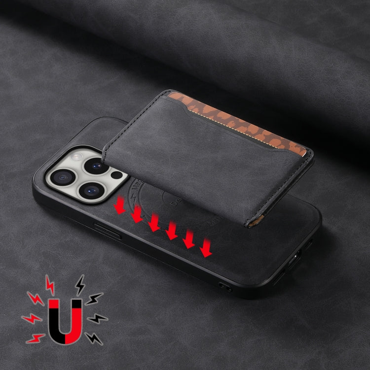 For iPhone 16 Pro Denior D13 Retro Texture Leather MagSafe Card Bag Phone Case