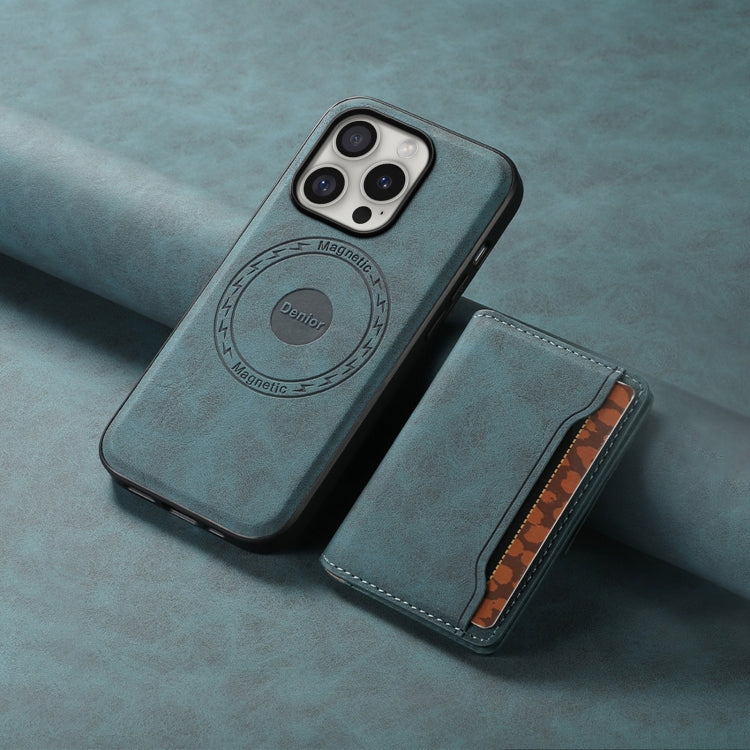 For iPhone 16 Pro Denior D13 Retro Texture Leather MagSafe Card Bag Phone Case