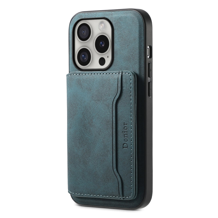 For iPhone 16 Pro Denior D13 Retro Texture Leather MagSafe Card Bag Phone Case