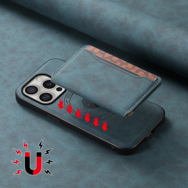 For iPhone 16 Pro Max Denior D13 Retro Texture Leather MagSafe Card Bag Phone Case