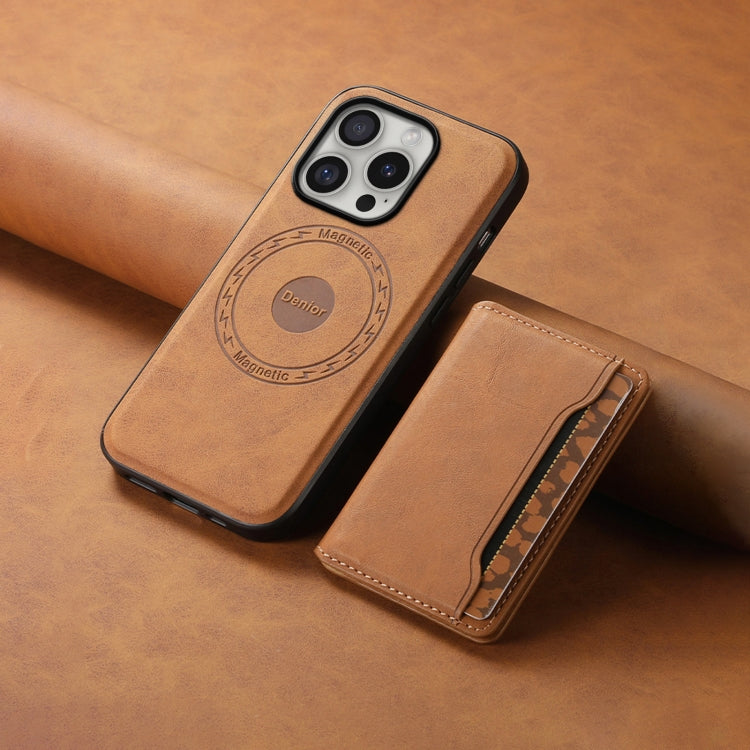 For iPhone 16 Pro Max Denior D13 Retro Texture Leather MagSafe Card Bag Phone Case