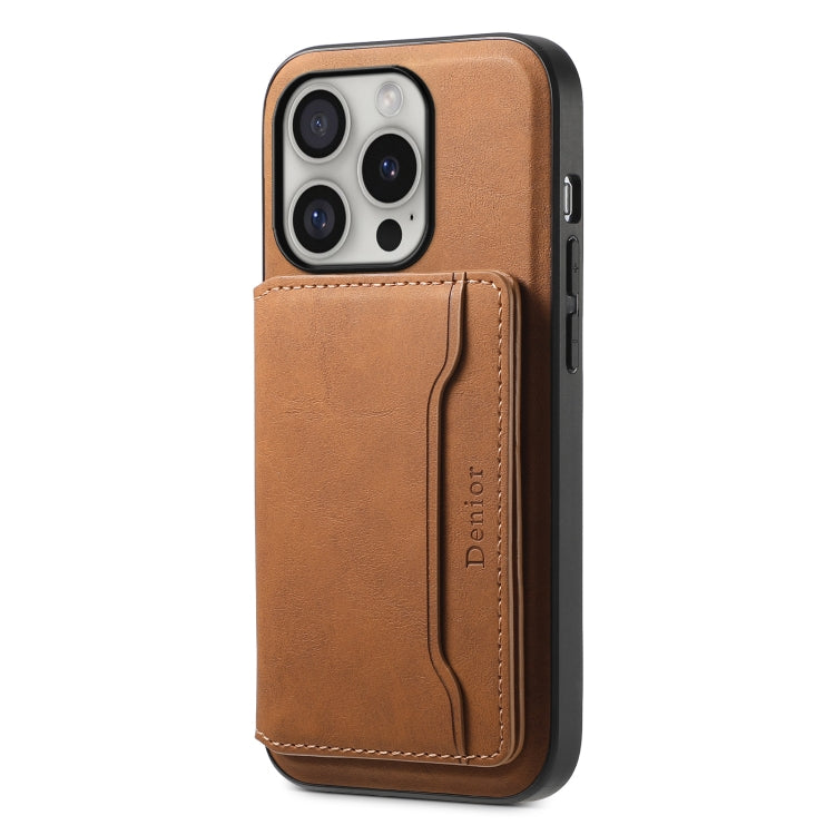 For iPhone 16 Pro Max Denior D13 Retro Texture Leather MagSafe Card Bag Phone Case