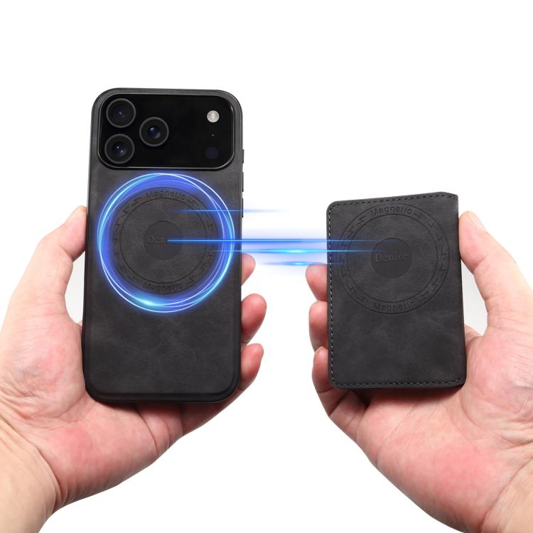 For iPhone 17 Pro Denior D13 Retro Texture Leather MagSafe Card Bag Phone Case