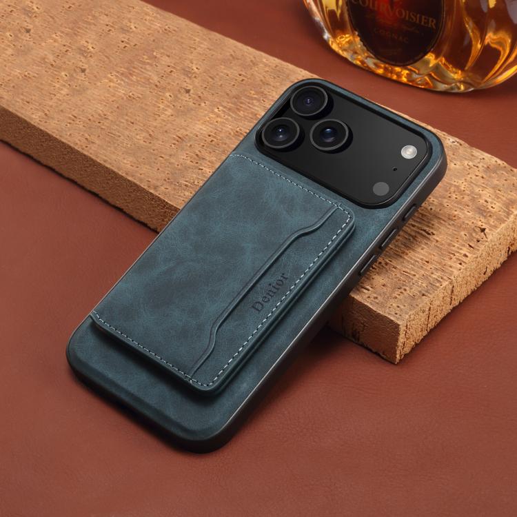 For iPhone 17 Pro Denior D13 Retro Texture Leather MagSafe Card Bag Phone Case