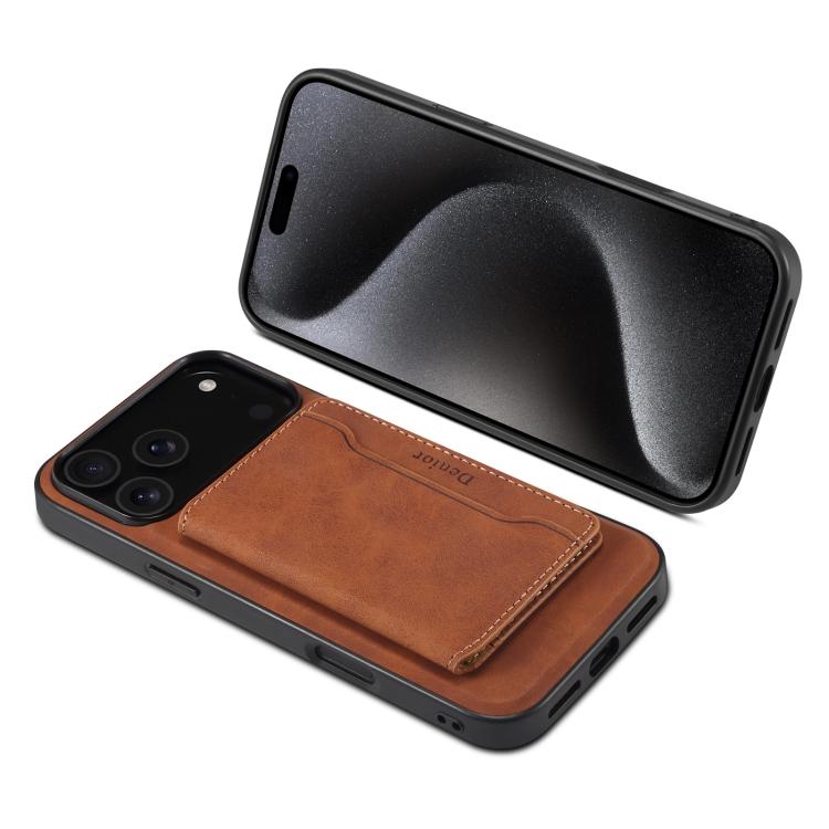 For iPhone 17 Pro Denior D13 Retro Texture Leather MagSafe Card Bag Phone Case