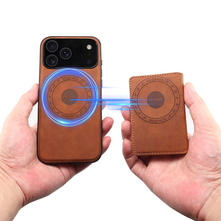 For iPhone 17 Pro Denior D13 Retro Texture Leather MagSafe Card Bag Phone Case