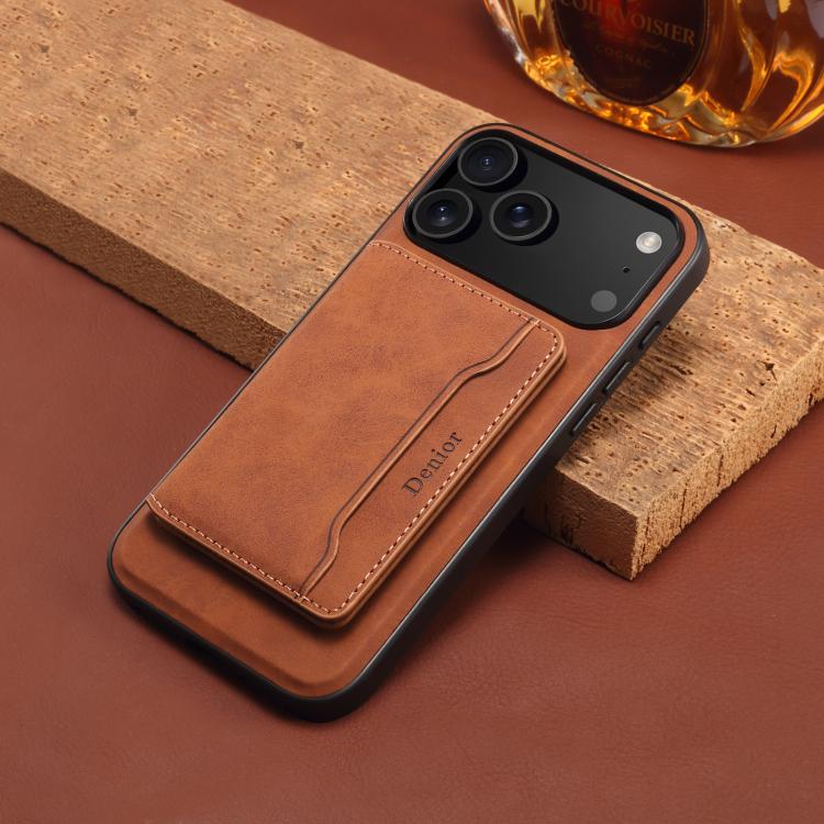 For iPhone 17 Pro Denior D13 Retro Texture Leather MagSafe Card Bag Phone Case