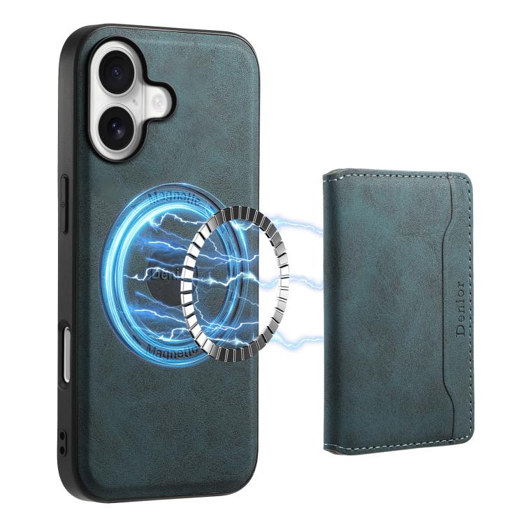 For iPhone 17 Denior D13 Retro Texture Leather MagSafe Card Bag Phone Case