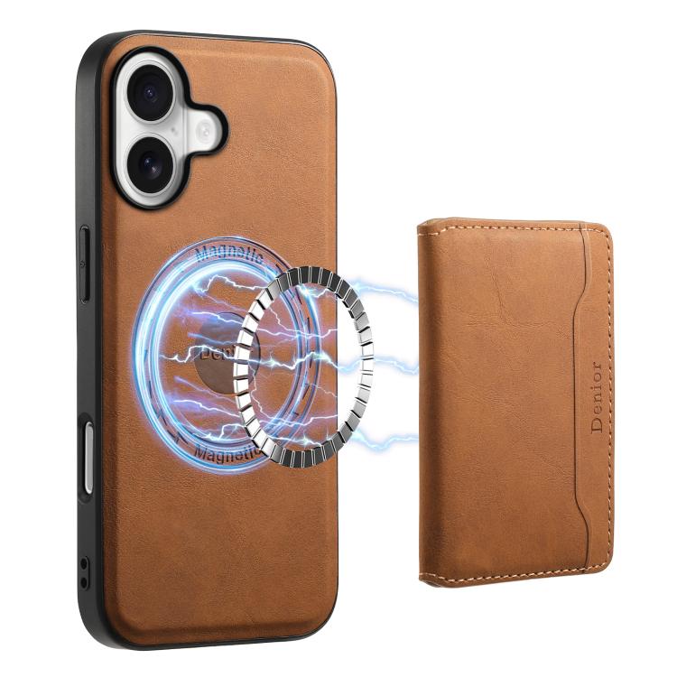 For iPhone 17 Denior D13 Retro Texture Leather MagSafe Card Bag Phone Case