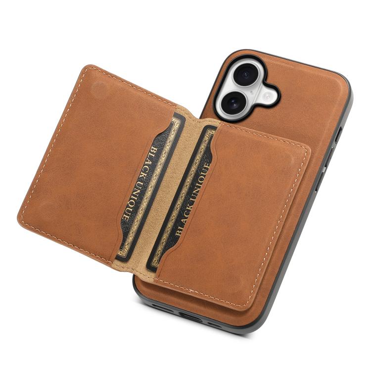 For iPhone 17 Denior D13 Retro Texture Leather MagSafe Card Bag Phone Case