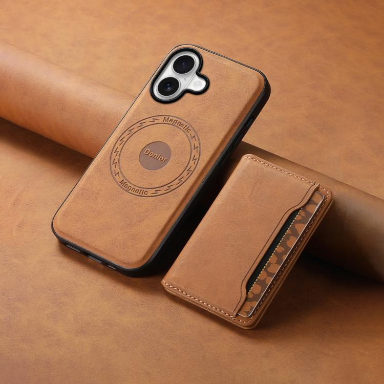 For iPhone 17 Denior D13 Retro Texture Leather MagSafe Card Bag Phone Case
