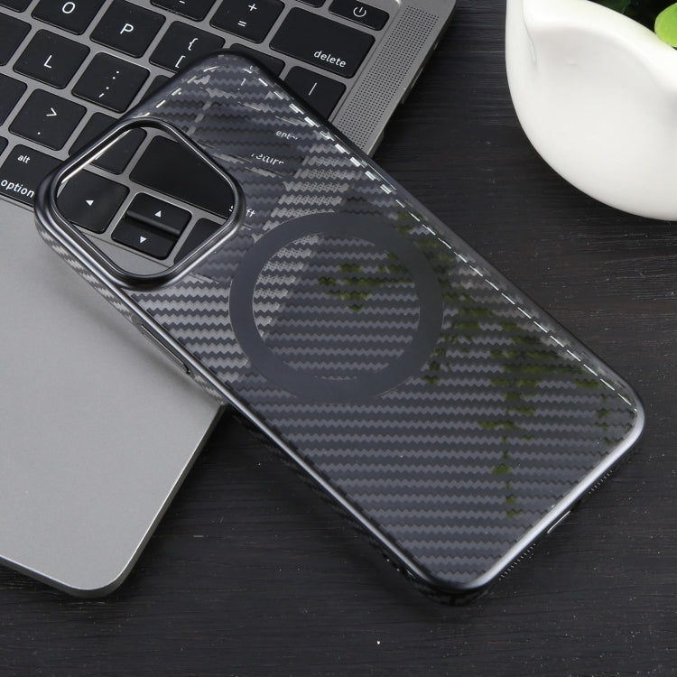 For iPhone 13 Pro 6D Plated Carbon Fiber Clear Magsafe PC Phone Case