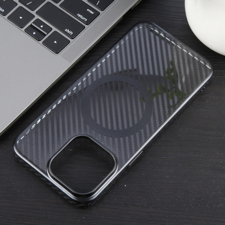 For iPhone 13 Pro 6D Plated Carbon Fiber Clear Magsafe PC Phone Case