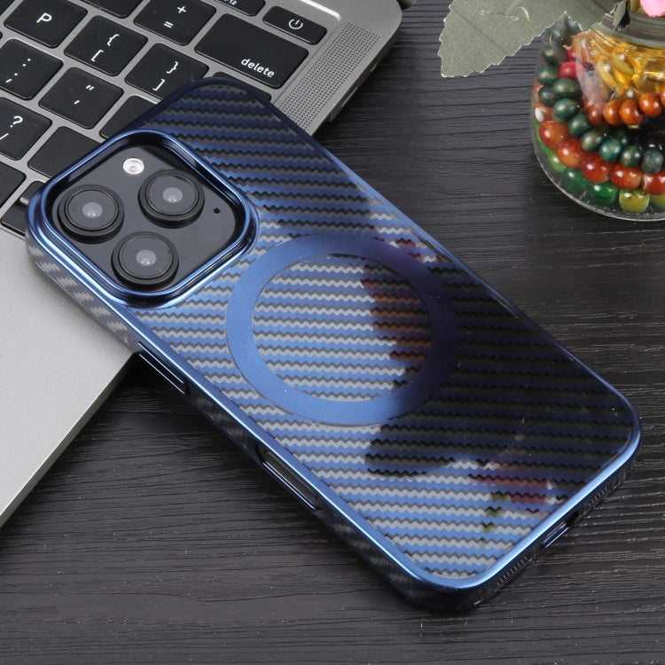 For iPhone 16 Pro 6D Plated Carbon Fiber Clear Magsafe PC Phone Case