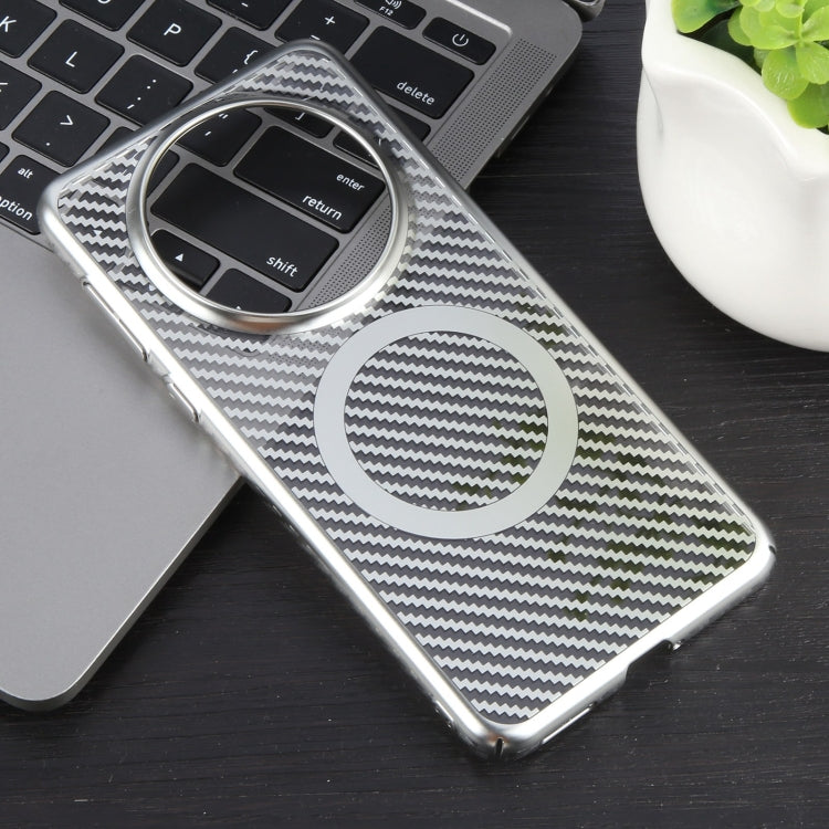 For Huawei Mate 60 6D Plated Carbon Fiber Clear Magsafe PC Phone Case
