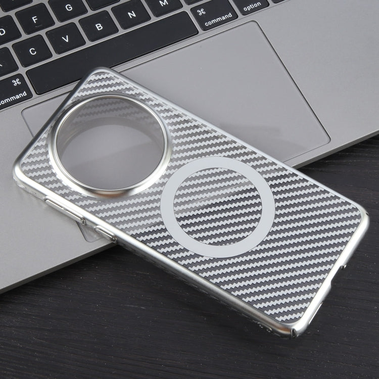 For Huawei Mate 60 6D Plated Carbon Fiber Clear Magsafe PC Phone Case