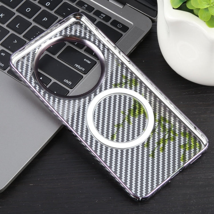 For Huawei Mate 60 6D Plated Carbon Fiber Clear Magsafe PC Phone Case