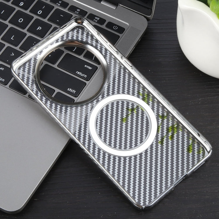 For Huawei Mate 60 6D Plated Carbon Fiber Clear Magsafe PC Phone Case