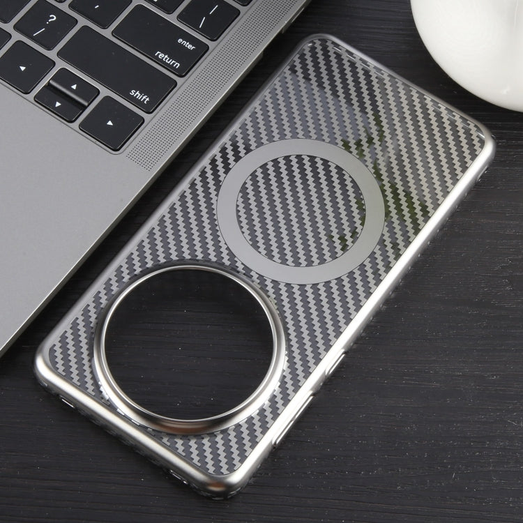 For Huawei Mate 60 6D Plated Carbon Fiber Clear Magsafe PC Phone Case