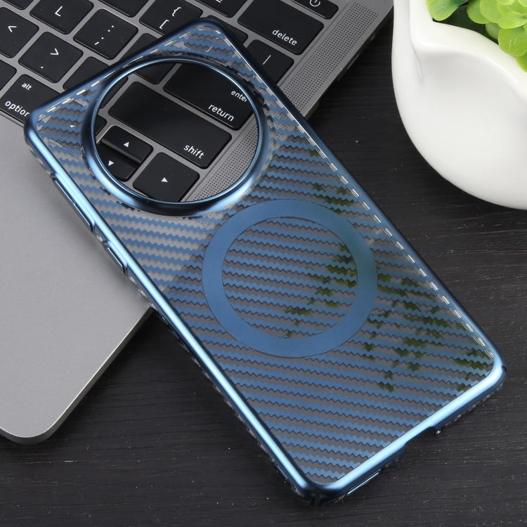 For Huawei Mate 60 6D Plated Carbon Fiber Clear Magsafe PC Phone Case