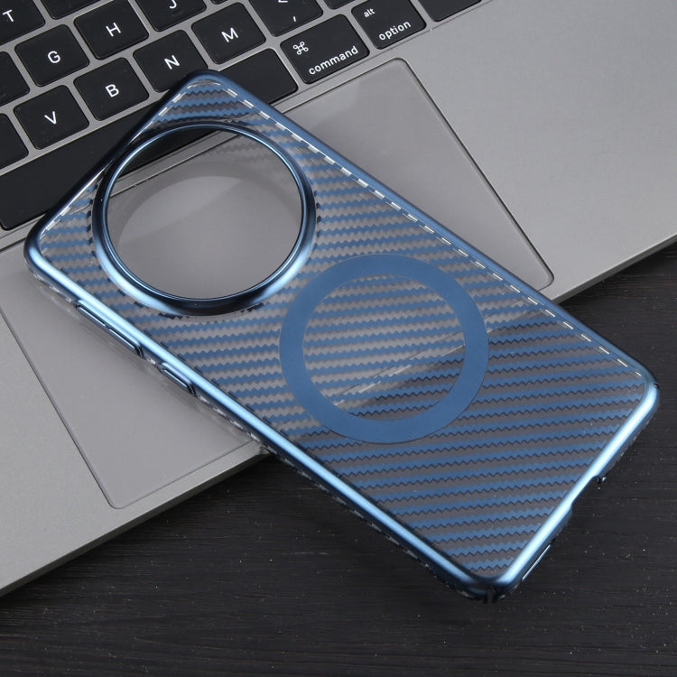 For Huawei Mate 60 6D Plated Carbon Fiber Clear Magsafe PC Phone Case