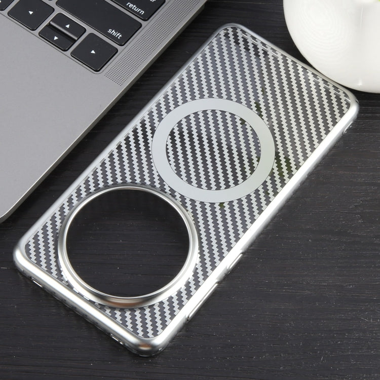 For Huawei Mate 60 Pro /60 Pro+ 6D Plated Carbon Fiber Clear Magsafe PC Phone Case