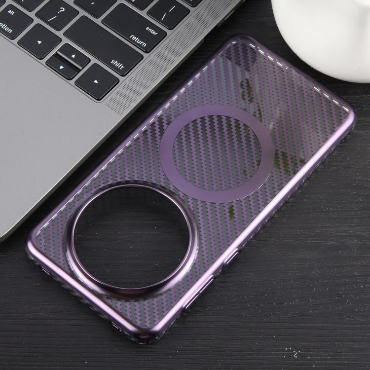 For Huawei Mate 60 Pro /60 Pro+ 6D Plated Carbon Fiber Clear Magsafe PC Phone Case