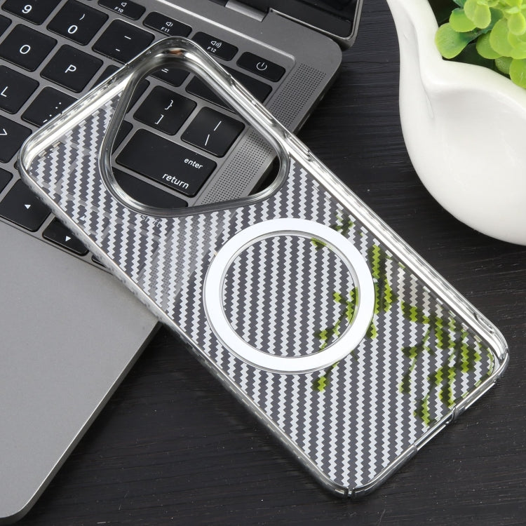 For Huawei Pura 70 6D Plated Carbon Fiber Clear Magsafe PC Phone Case