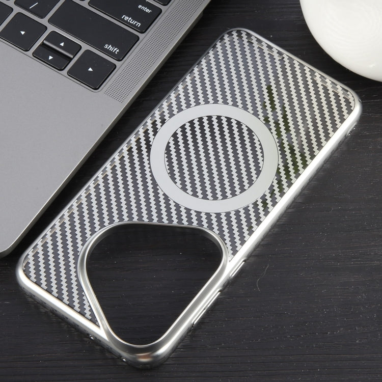 For Huawei Pura 70 6D Plated Carbon Fiber Clear Magsafe PC Phone Case
