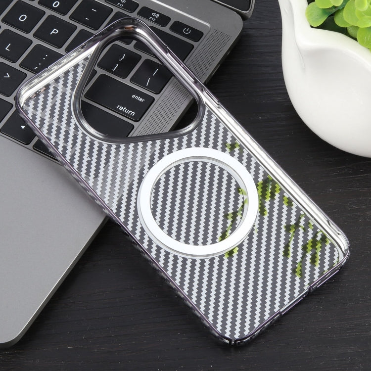 For Huawei Pura 70 6D Plated Carbon Fiber Clear Magsafe PC Phone Case