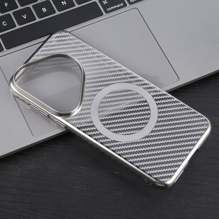 For Huawei Pura 70 6D Plated Carbon Fiber Clear Magsafe PC Phone Case