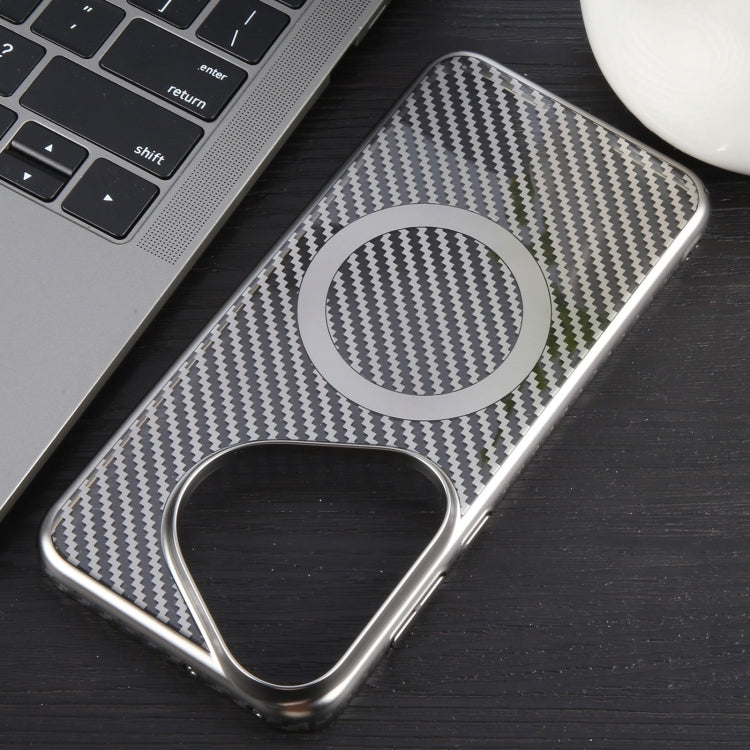 For Huawei Pura 70 6D Plated Carbon Fiber Clear Magsafe PC Phone Case