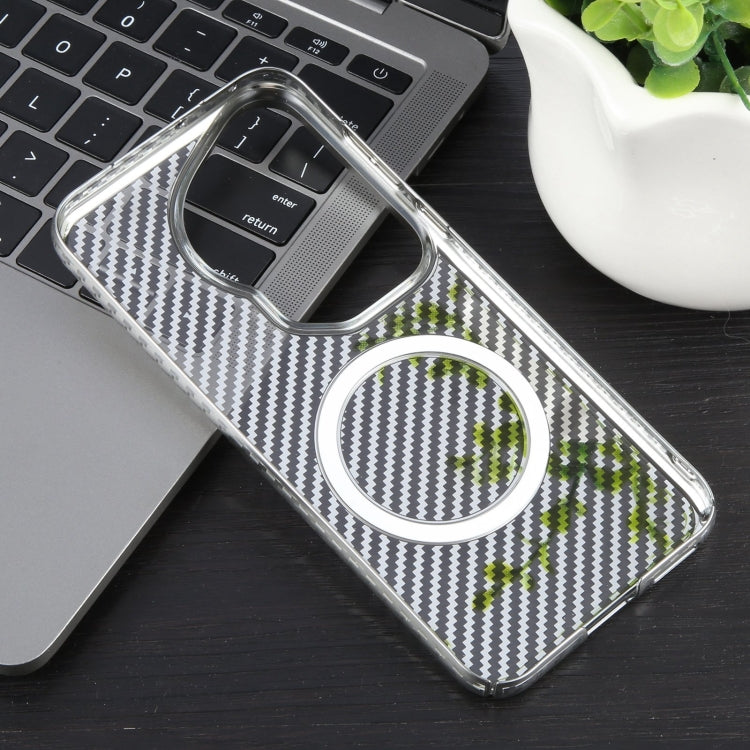 For Huawei Pura 70 Ultra 6D Plated Carbon Fiber Clear Magsafe PC Phone Case