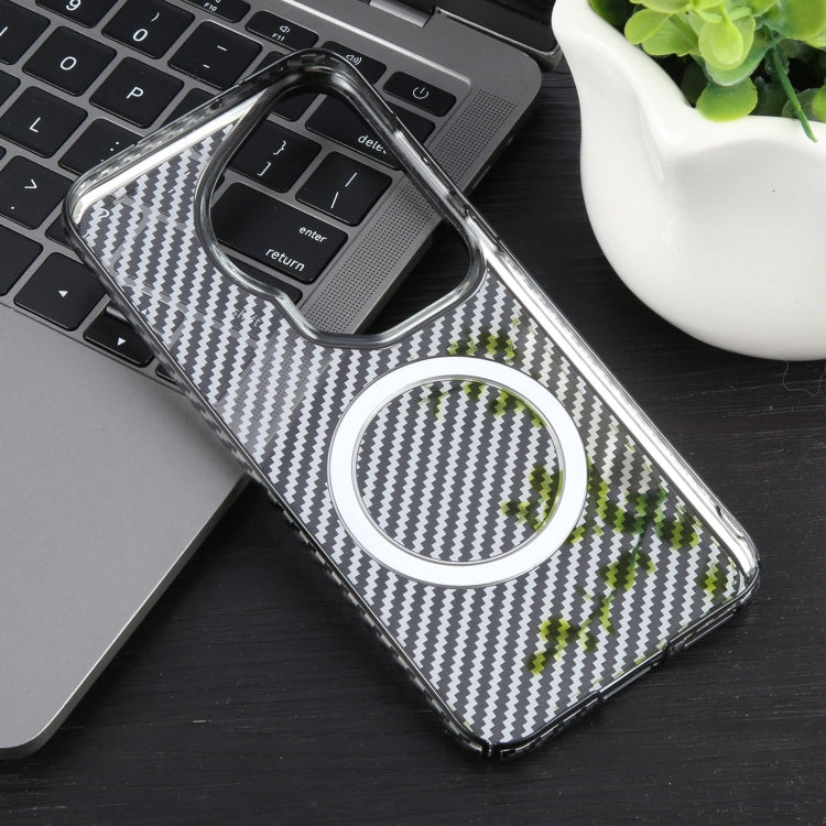 For Huawei Pura 70 Ultra 6D Plated Carbon Fiber Clear Magsafe PC Phone Case