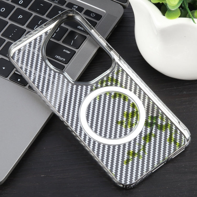 For Huawei Pura 70 Ultra 6D Plated Carbon Fiber Clear Magsafe PC Phone Case