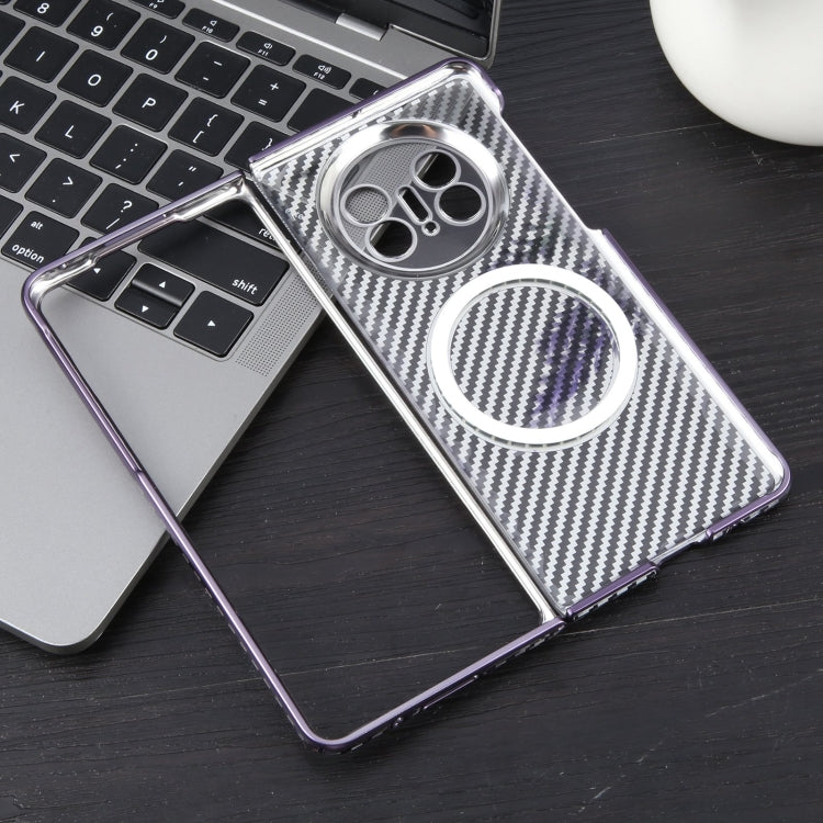 For Huawei Mate X5 6D Plated Carbon Fiber Clear Magsafe PC Phone Case