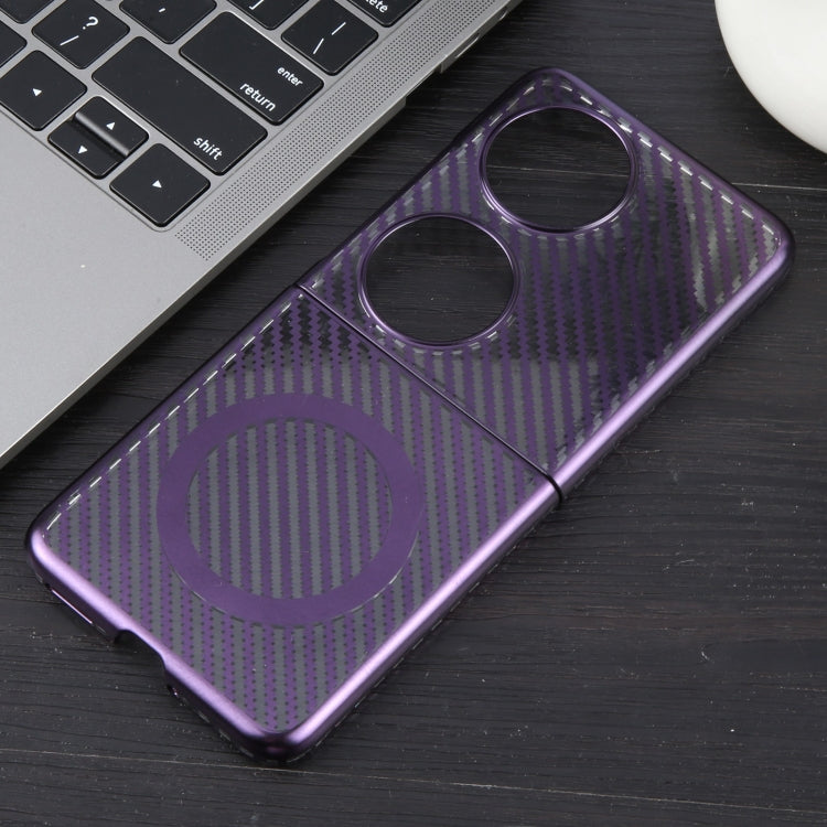 For Huawei Pocket 2 6D Plated Carbon Fiber Clear Magsafe PC Phone Case