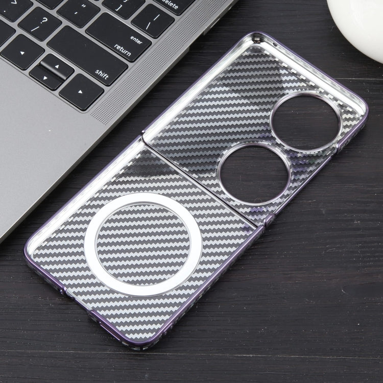 For Huawei Pocket 2 6D Plated Carbon Fiber Clear Magsafe PC Phone Case