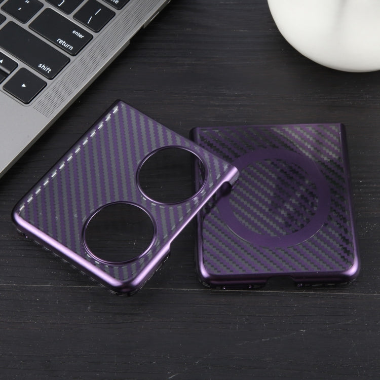 For Huawei Pocket 2 6D Plated Carbon Fiber Clear Magsafe PC Phone Case