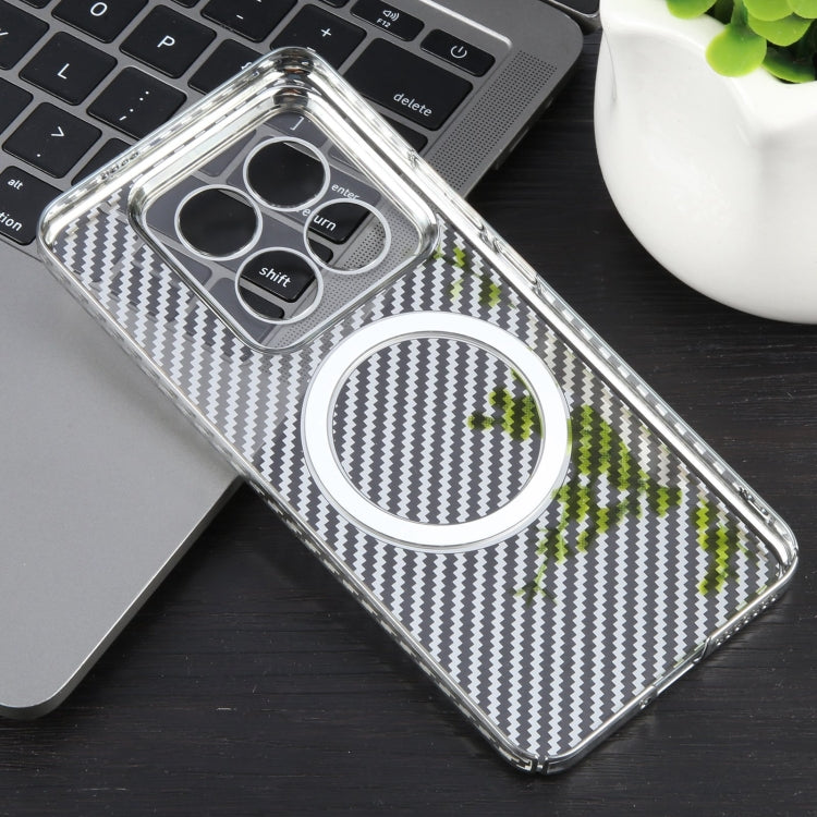 For Xiaomi 14 6D Plated Carbon Fiber Clear Magsafe PC Phone Case