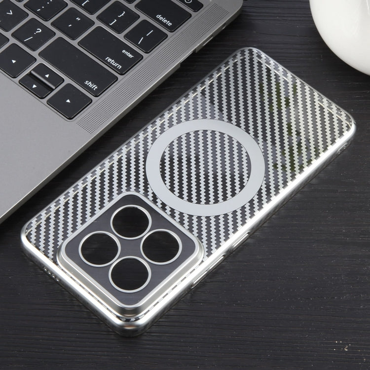 For Xiaomi 14 6D Plated Carbon Fiber Clear Magsafe PC Phone Case