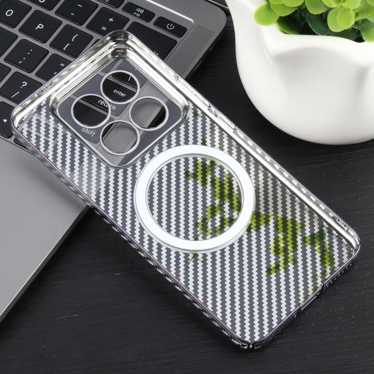 For Xiaomi 14 6D Plated Carbon Fiber Clear Magsafe PC Phone Case
