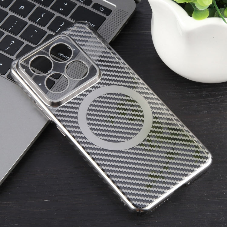 For Xiaomi 14 6D Plated Carbon Fiber Clear Magsafe PC Phone Case