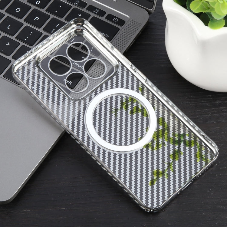 For Xiaomi 14 6D Plated Carbon Fiber Clear Magsafe PC Phone Case