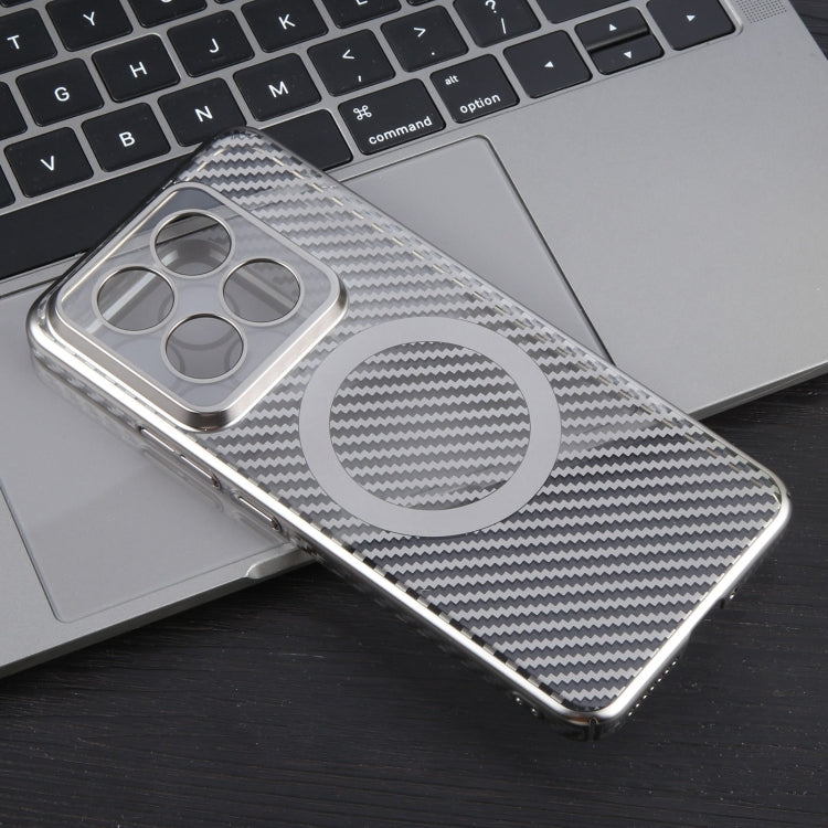 For Xiaomi 14 6D Plated Carbon Fiber Clear Magsafe PC Phone Case