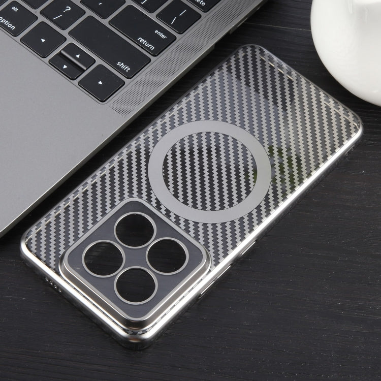 For Xiaomi 14 6D Plated Carbon Fiber Clear Magsafe PC Phone Case