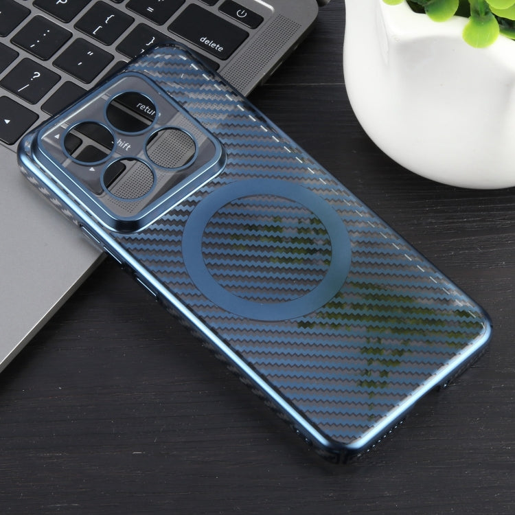 For Xiaomi 14 6D Plated Carbon Fiber Clear Magsafe PC Phone Case