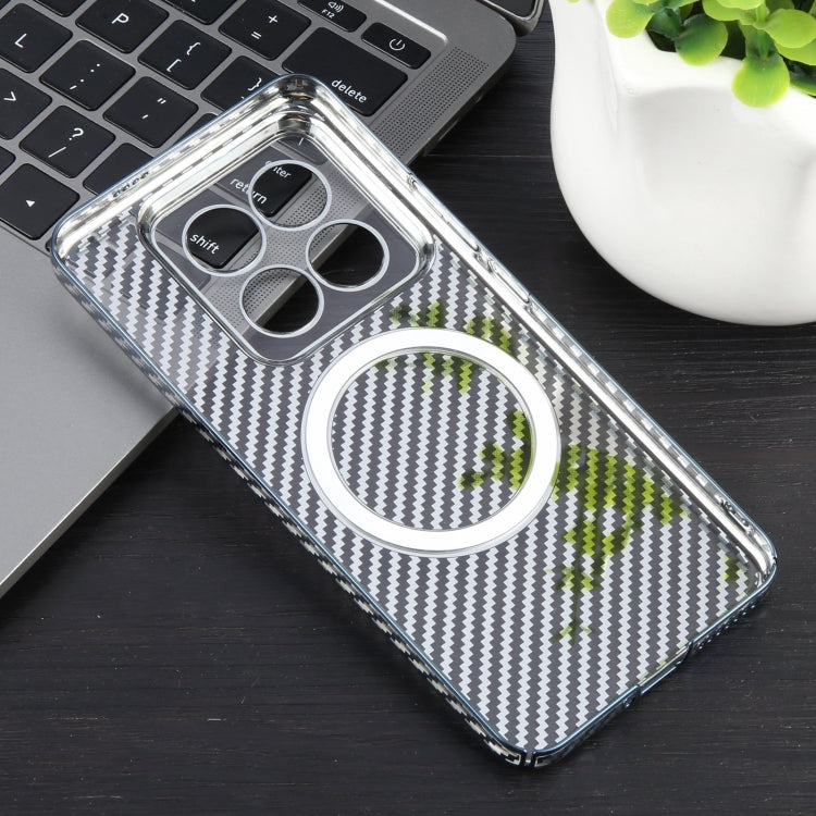 For Xiaomi 14 6D Plated Carbon Fiber Clear Magsafe PC Phone Case